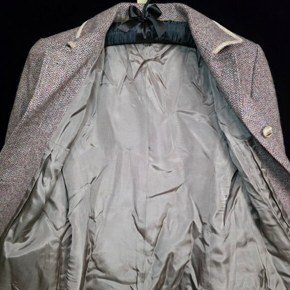 Vintage Women's Wool with Suede Detail Belted Jacket Coat 42/6 - Picture 13 of 16